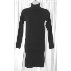 American Apparel MEDIUM black bodycon turtleneck dress stretch cotton long sleev